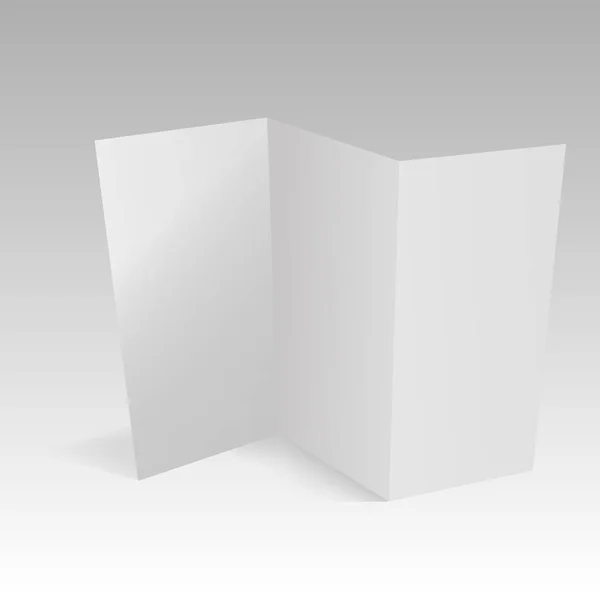 Papel de plantilla en blanco Trifold en blanco con sombras suaves. Vector — Vector de stock