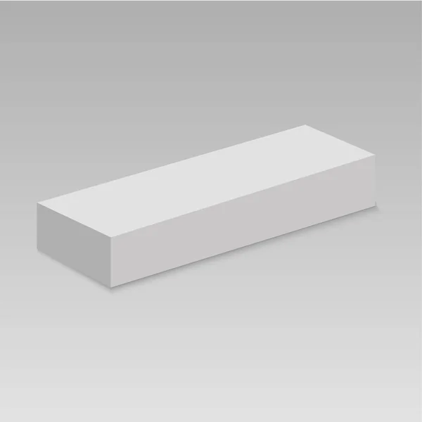 Plantilla de caja de papel horizontal en blanco de pie sobre fondo blanco. Ilustración vectorial — Vector de stock