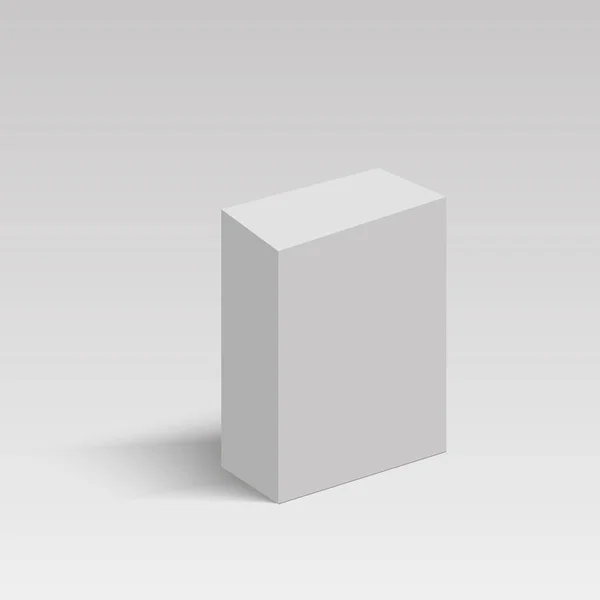 Plantilla de caja de papel vertical en blanco de pie sobre fondo blanco. Ilustración vectorial — Vector de stock