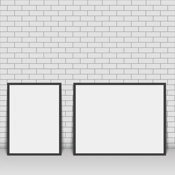 Feuille noire appuyée contre un mur de briques. Illustration vectorielle. Maquette — Image vectorielle
