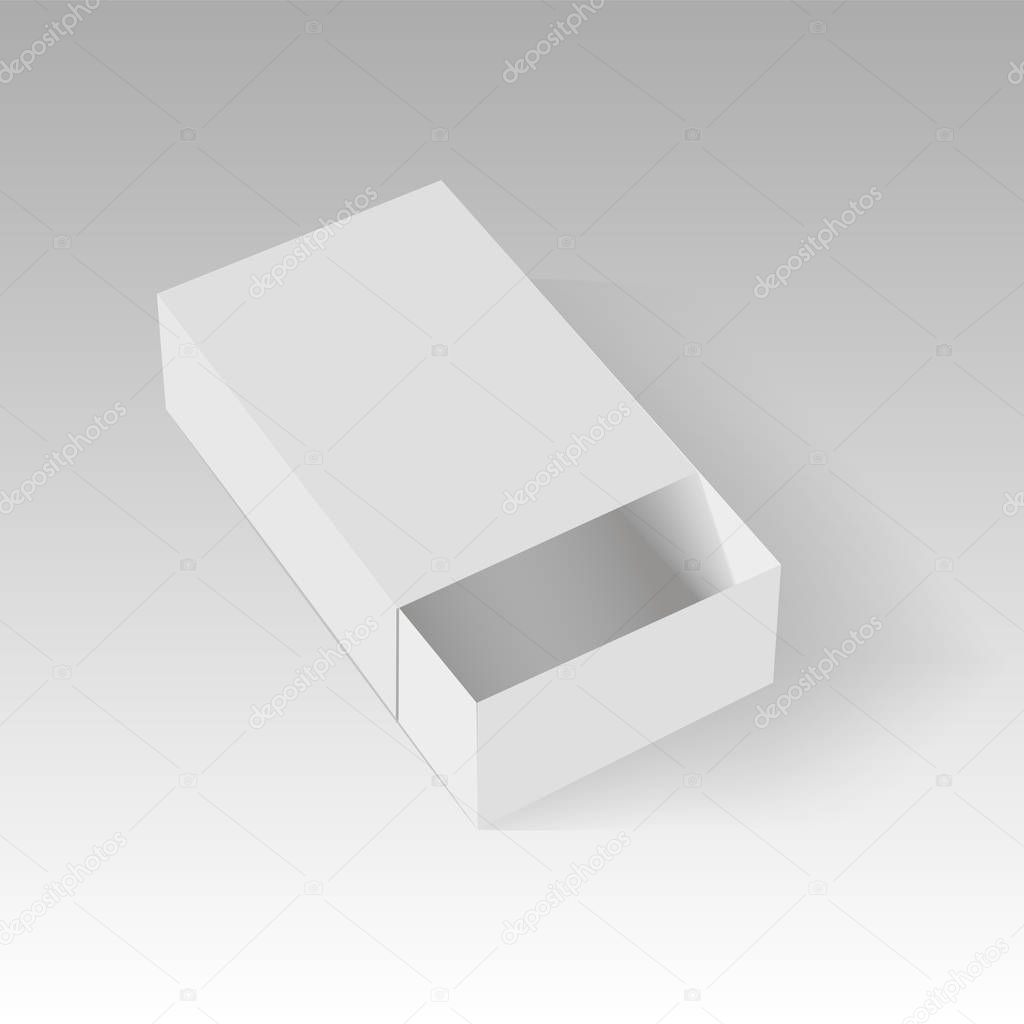 Blank of opened paper or cardboard box template. Vector illustration