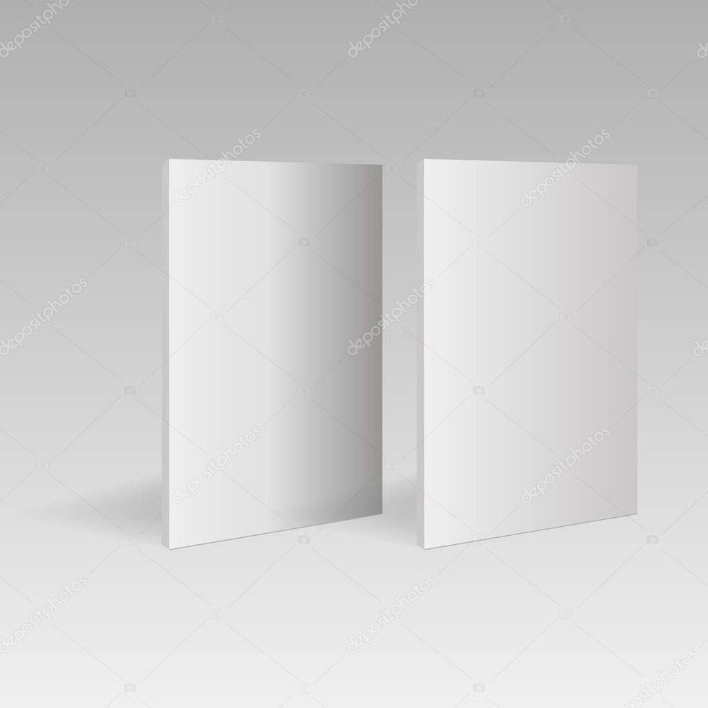 Blank vertical book template  in perspective view. Vector illustration