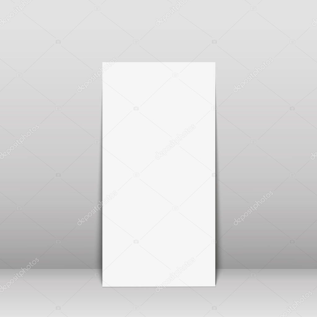 A paper sheet leaning against a wall.  Vector