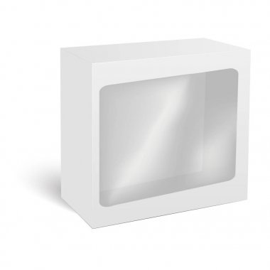 Boş dikey kağıt kutu ambalaj sandviç, gıda, Hediyelik veya diğer ürünleri plastik pencere ile. Vektör çizim