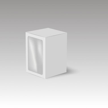 Beyaz ürün karton paket kutu ile pencere. İllüstrasyon vektör 