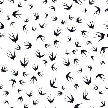 Kırlangıçlar uçan ile seamless modeli. Vektör çizim
