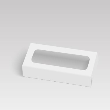 Beyaz ürün karton paket kutu ile pencere. İllüstrasyon vektör