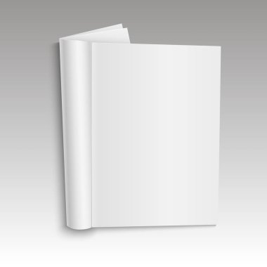 Yumuşak gölgeler beyaz zemin üzerine açık dergi şablon boş sahte. Vektör illustratio