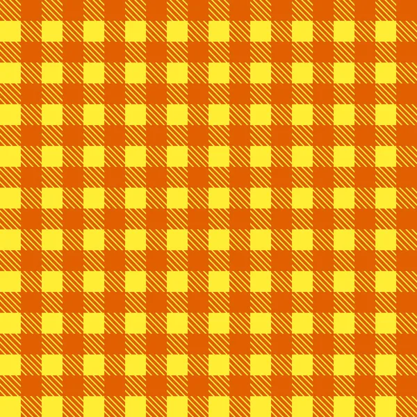 Gelb und orange nahtlose Tischdecke Vektor. nahtloser traditioneller Tischtuchmustervektor. geometrisches einfaches quadratisches Muster — Stockvektor