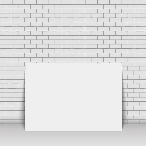 Hoja en blanco apoyada en una pared de ladrillo. Ilustración vectorial. Prepárate. — Vector de stock