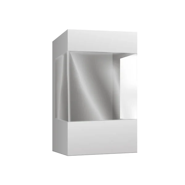 Producto blanco maqueta caja del paquete con ilustración de ventana aislada sobre fondo blanco. Producto vector de embalaje . — Vector de stock