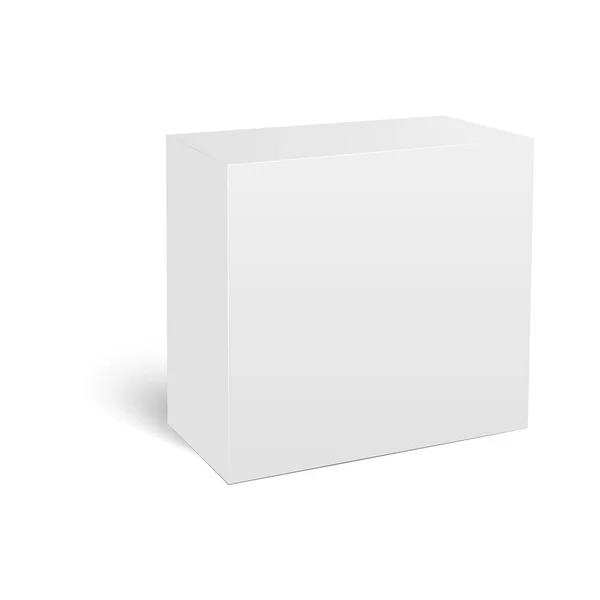Modelo de caixa de papel vertical em branco em pé sobre fundo branco. Ilustração vetorial —  Vetores de Stock