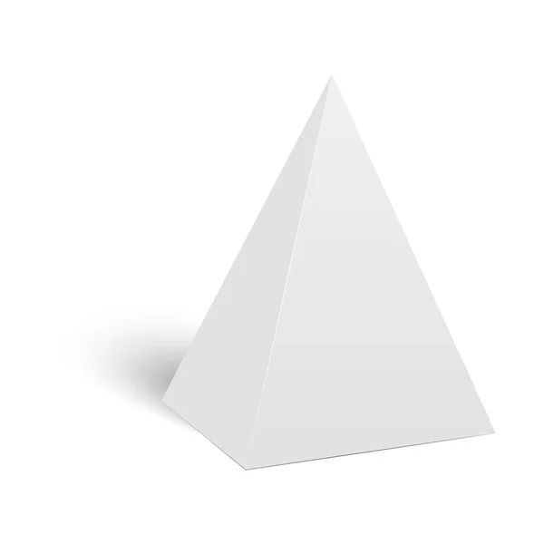 Λευκό χαρτόνι πυραμίδα τρίγωνο κουτί συσκευασίας για τρόφιμα, δώρο ή άλλα προϊόντα. Διάνυσμα — Διανυσματικό Αρχείο
