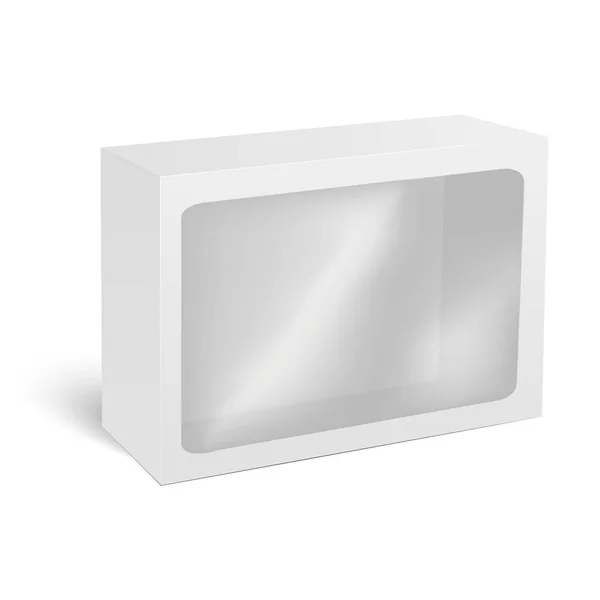 Embalaje vertical en blanco de la caja de papel para sándwich, comida, regalo u otros productos con ventana de plástico. Ilustración vectorial — Vector de stock