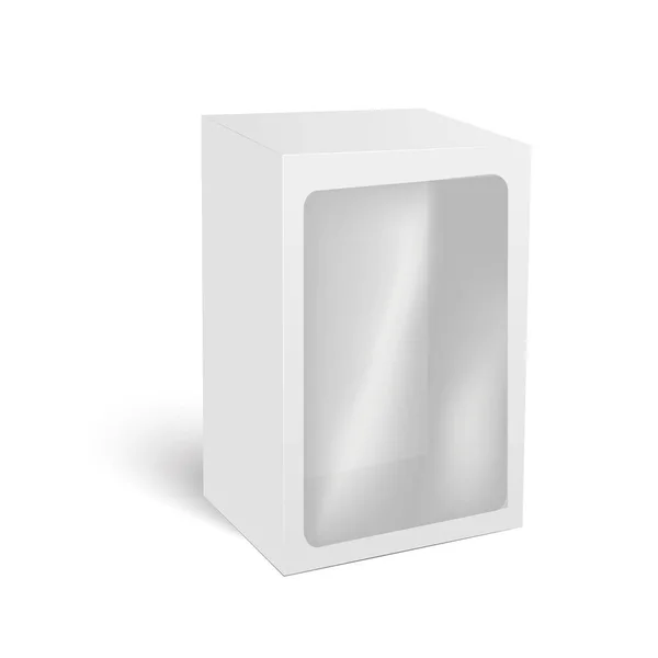 Embalaje vertical en blanco de la caja de papel para sándwich, comida, regalo u otros productos con ventana de plástico. Ilustración vectorial — Vector de stock