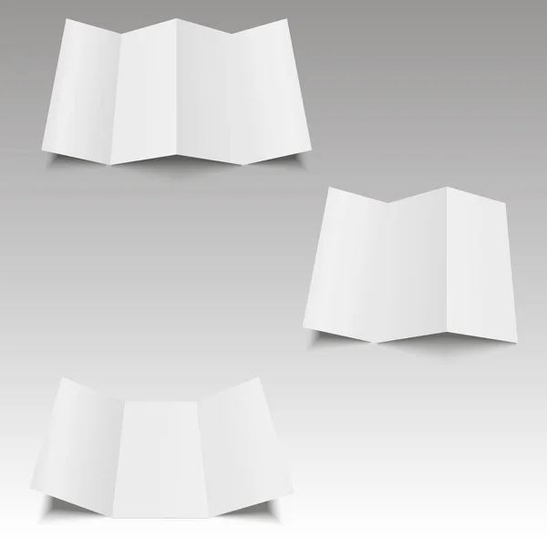 Folheto de papel dobrado em branco de três dobras, folheto, broadsheet. Ilustração vetorial — Vetor de Stock