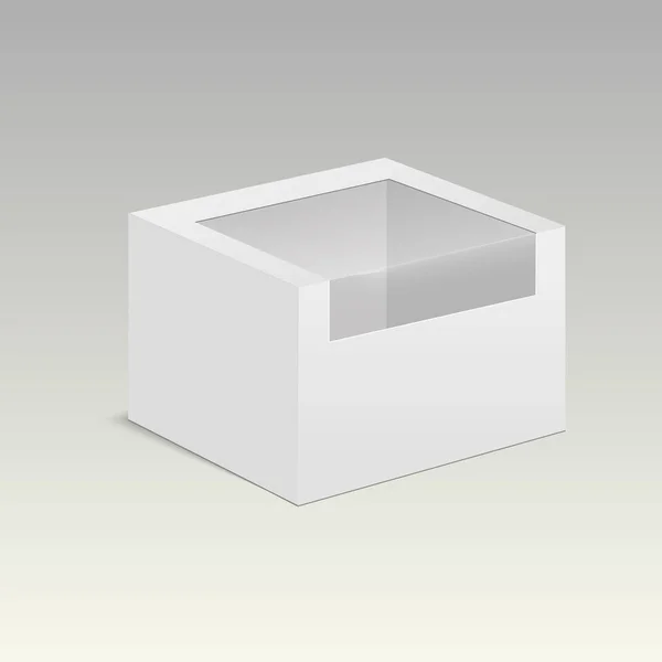 Caja de embalaje de plástico de cartón con ventana. Plantilla de maqueta vectorial lista para su diseño . — Vector de stock