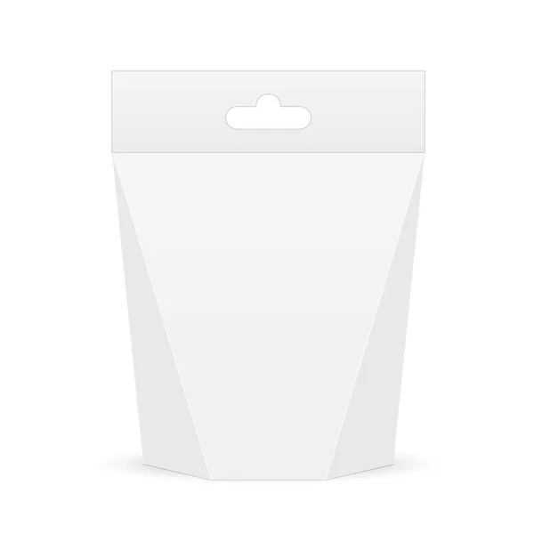 Fehér karton doboz hordtáska csomagolás élelmiszer, ajándék vagy egyéb termékek fogantyúval. Vektor modell akár kész a terv sablon — Stock Vector