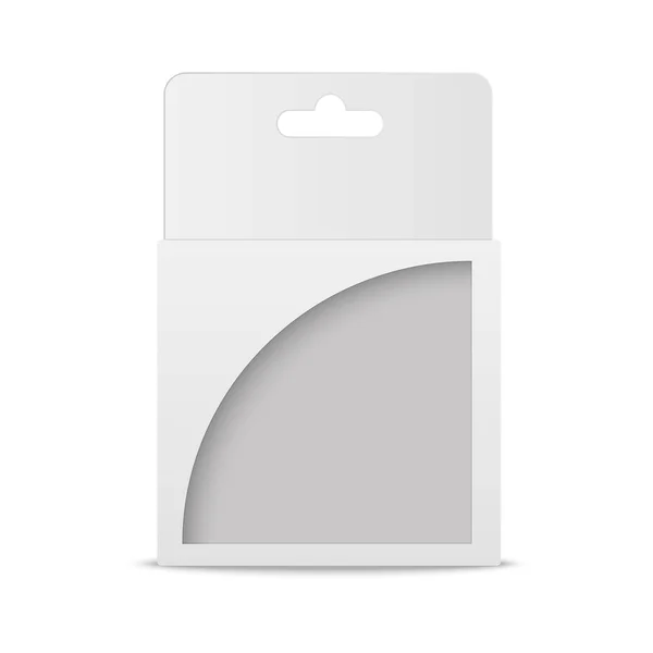 Weiße Produkt-Attrappe Verpackungsbox mit Fenster Illustration isoliert auf weißem Hintergrund. Produktverpackungsvektor. — Stockvektor