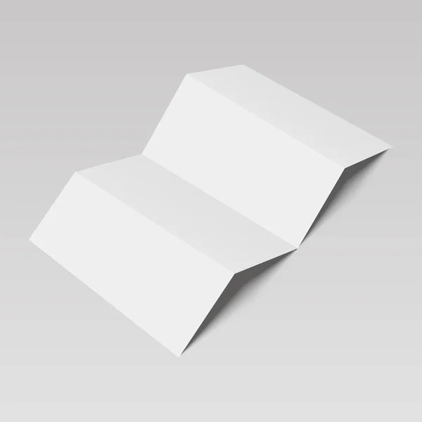 Folleto de papel plegado en blanco de cuatro pliegues, volante, hoja ancha. Ilustración vectorial — Vector de stock