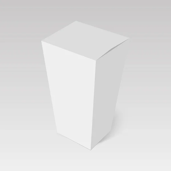 Leere vertikale Papierschachtel-Vorlage, die auf weißem Hintergrund steht. Vektorillustration — Stockvektor
