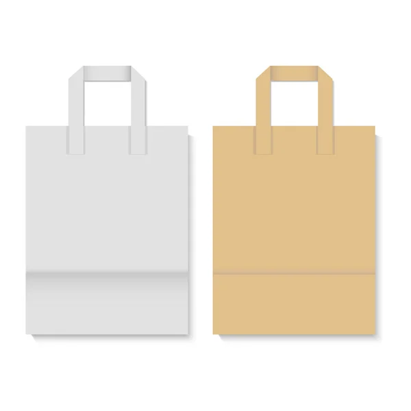 Blank realistic paper bag mockup. Vector illustratio — Stock Vector