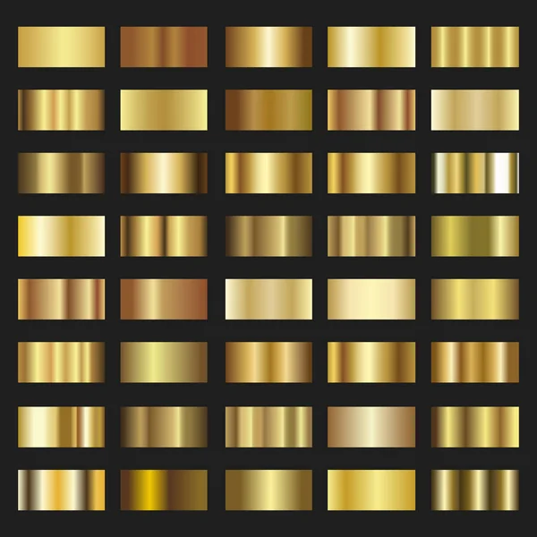 Set van goud gradient achtergrond textuur metalen vectorillustratie — Stockvector