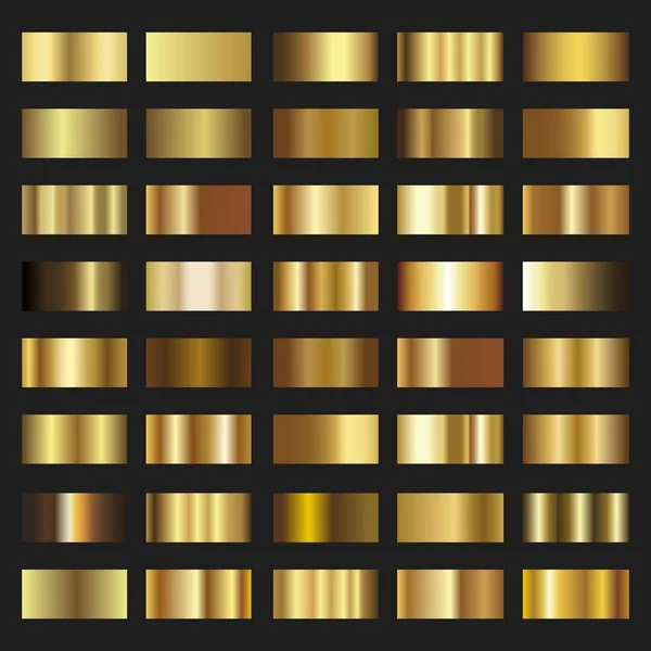 Conjunto de gradiente de ouro fundo vetor textura metálica ilustração — Vetor de Stock