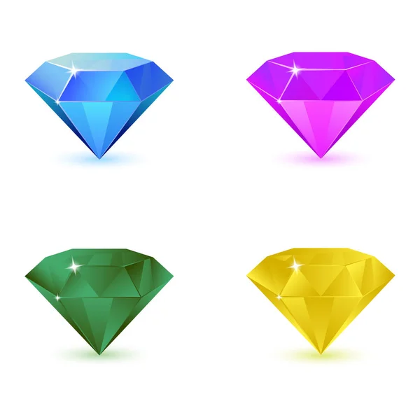 Conjunto vectorial de joyas brillantes de colores — Vector de stock