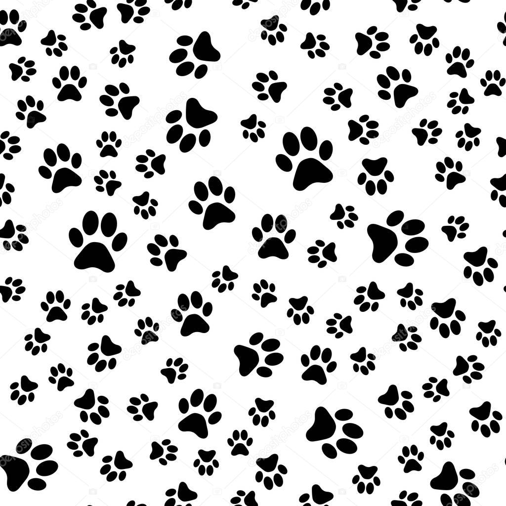 Seamless pattern with cat footprints. Vector illustration