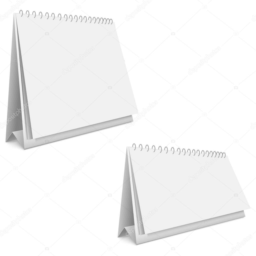 Blank calendar mock up. 3d vector illustration on white background