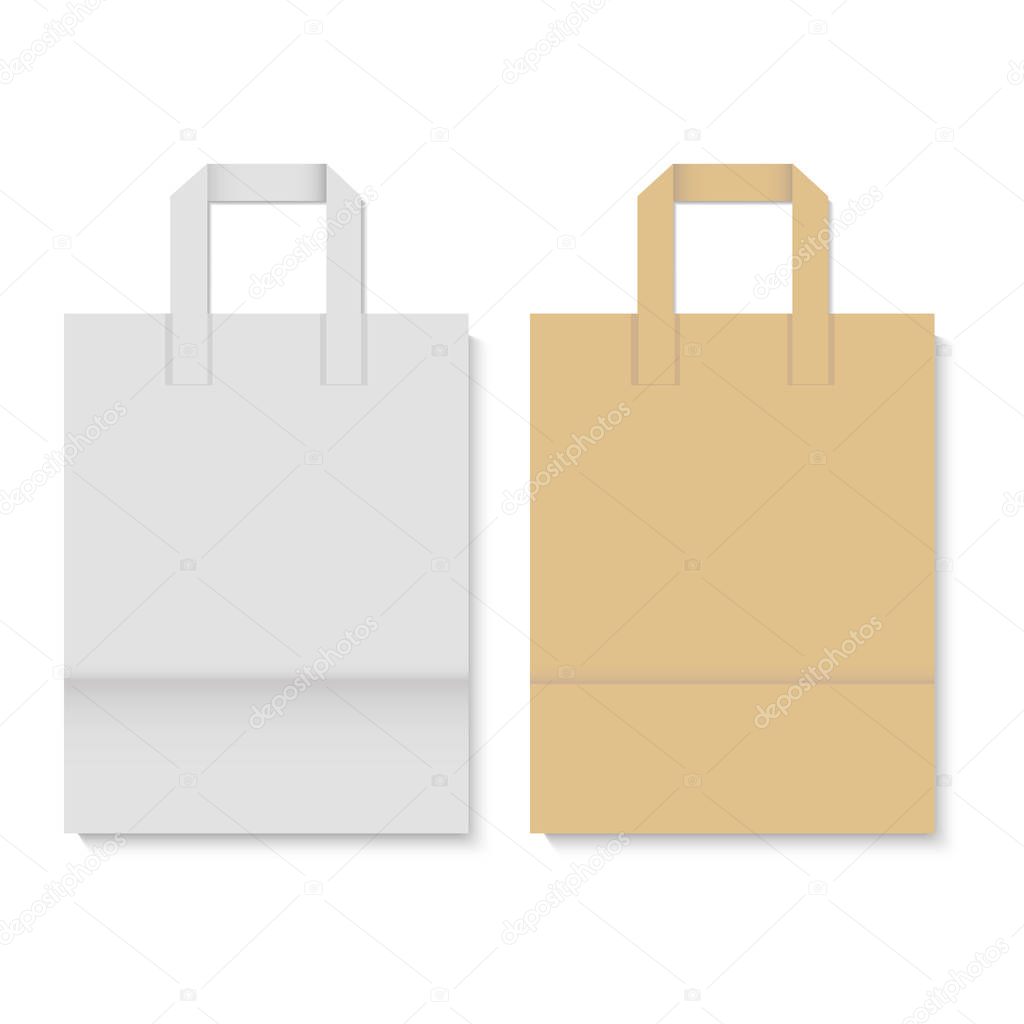 Download Blank realistic paper bag mockup. Vector illustratio ...