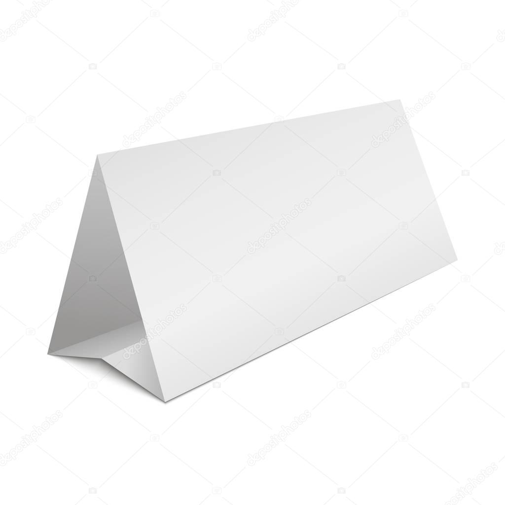 White paper stand table tag flyer stationery brochure. Vector Illustratio