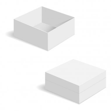 Beyaz kare kutu vektör şablonları. Ürün için kağıt kapsayıcı. Vektör çizim