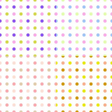 Renkli puantiyeli kumaş, duvar kağıdı ile Dikişsiz desen seti. Vecto