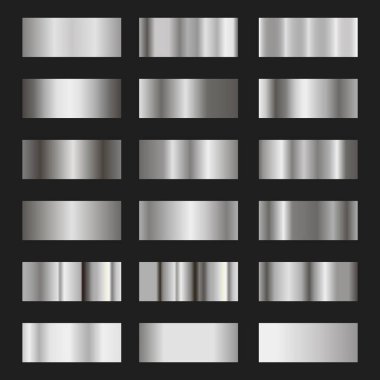 Set of silver gradient background vector texture metallic illustration clipart