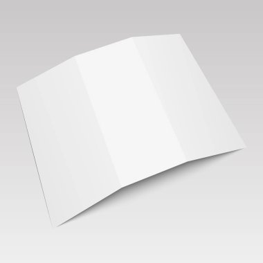 Katlanmış boş üç kat kağıt broşür, el ilanı, dosya kâğıdı. Vektör çizim