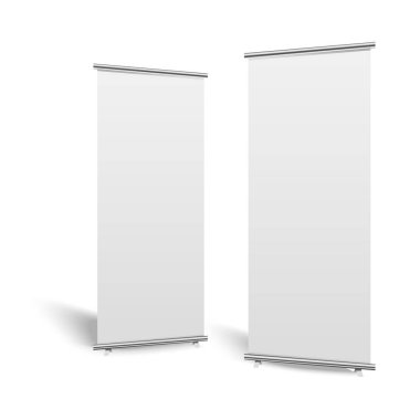 Boş roll-up banner görüntü kırpma yoluyla izole. Vektör