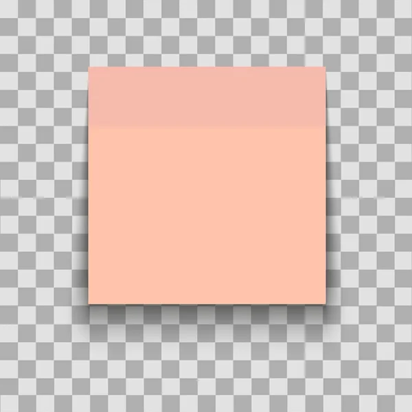 Kırmızı kağıt sayfaya yapışkan bantla yarı saydam gölge. Tasarımınız için boş Not şablonu. Vektör çizim — Stok Vektör