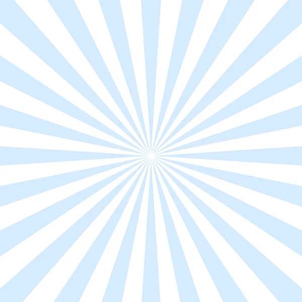 Radiale blauwe zon barstte balken op witte achtergrond. Vector — Stockvector