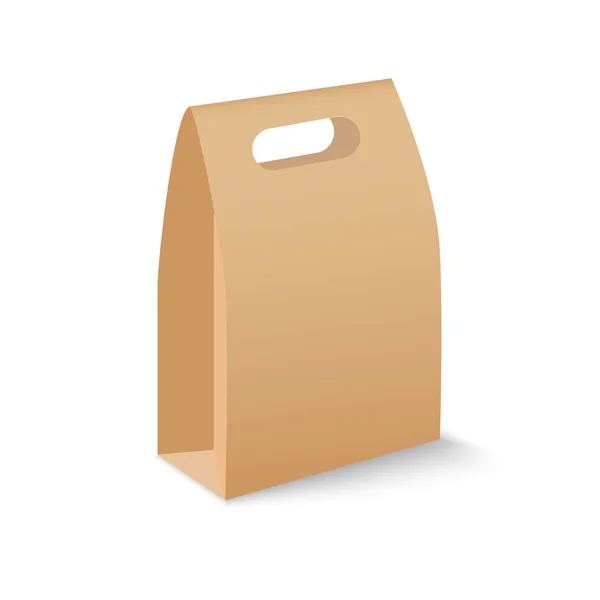 Embalaje de cajas rectángulo de cartón marrón en blanco para sándwich, comida, regalo, otros productos se burlan. Vecto. — Vector de stock