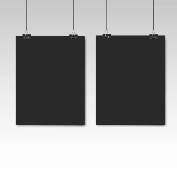 Template of two black blank vector posters. Frame for paper sheet. Vector illustration — Stock Vector