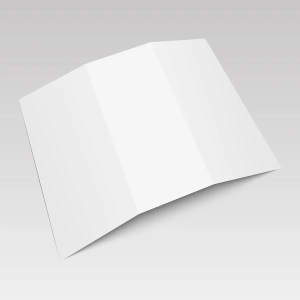 Folleto de papel plegado en blanco de tres pliegues, volante, hoja ancha. Ilustración vectorial — Archivo Imágenes Vectoriales