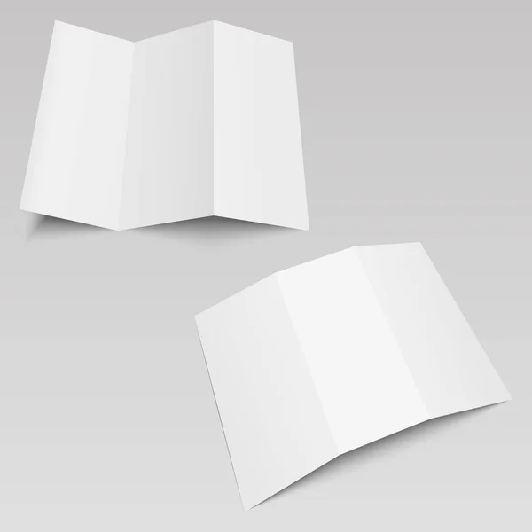 Potrójnie składany papier biały szablonu. Ilustracja wektorowa — Wektor stockowy