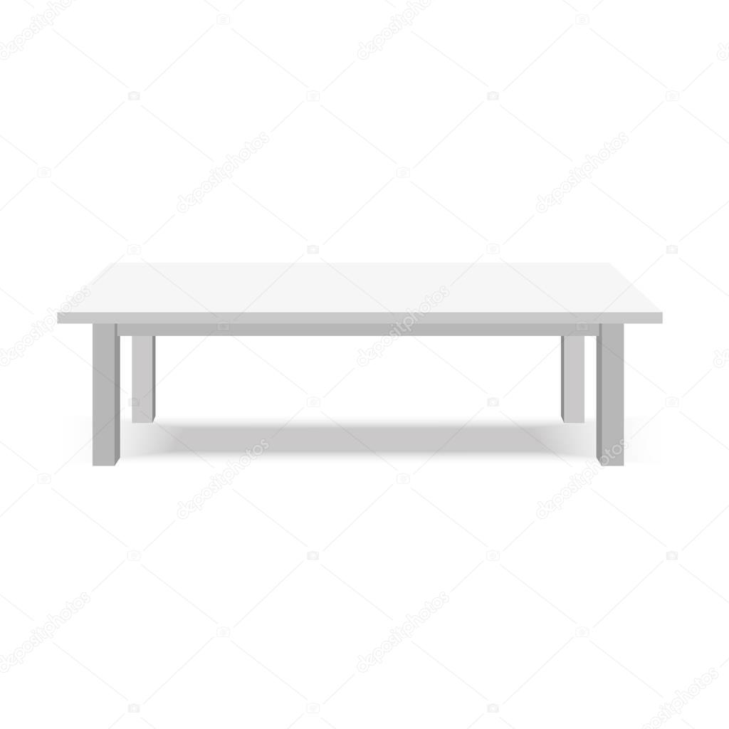 Modern white table, exhibition presentation desk. Vector illustration