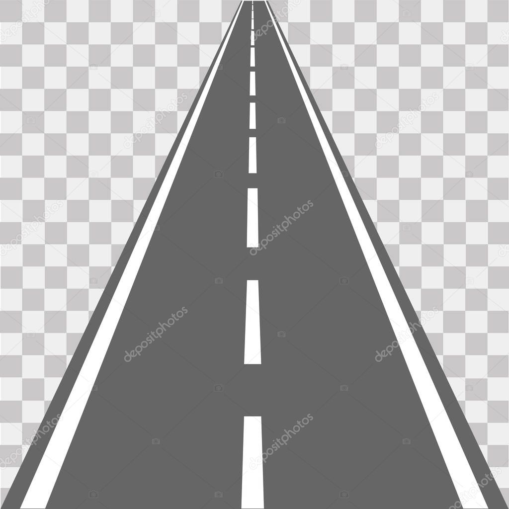 Road, street with asphalt. Highway. Vector illustration