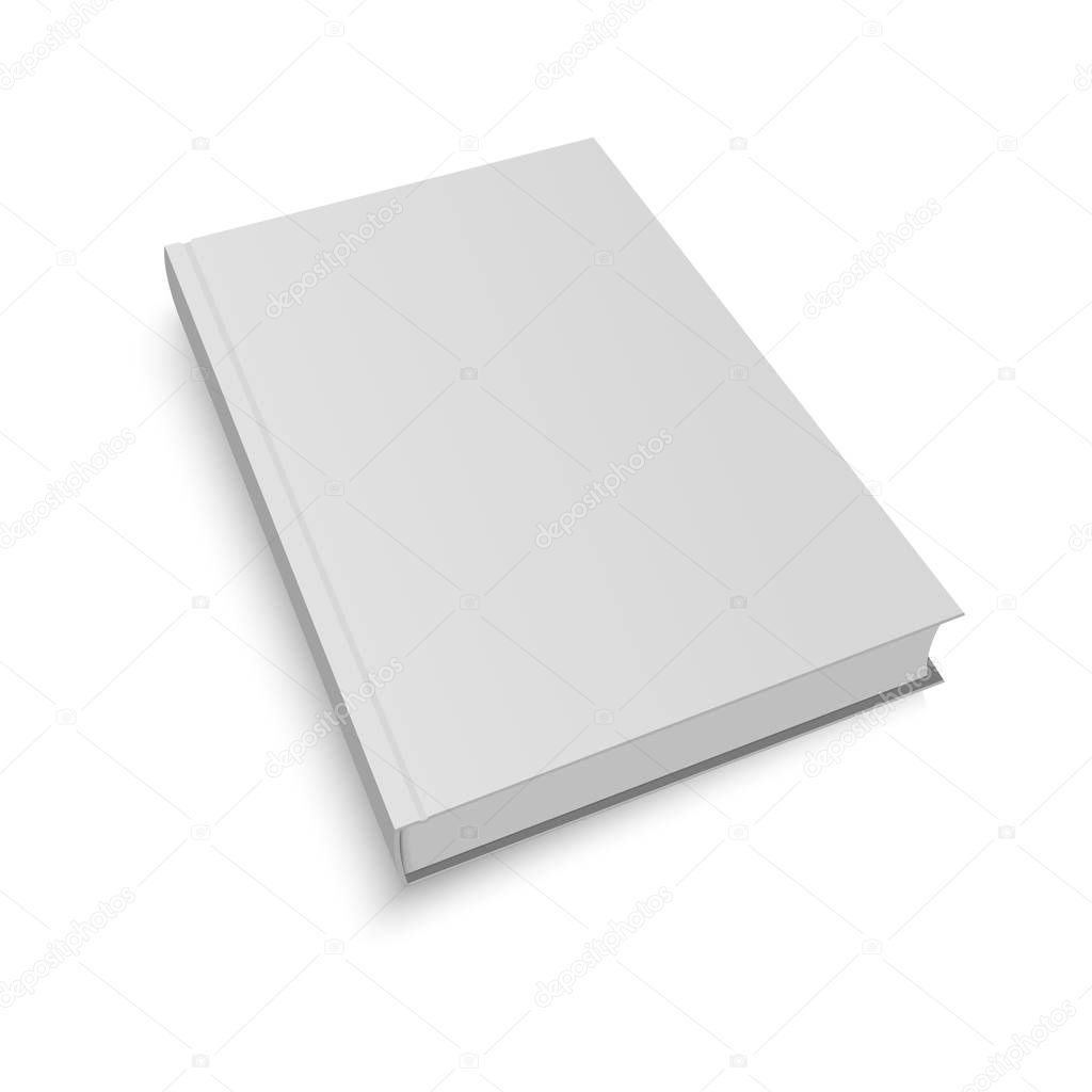 Closed book, cover. Mockup for the cover design. High detail. Isolated on white background. Vecto