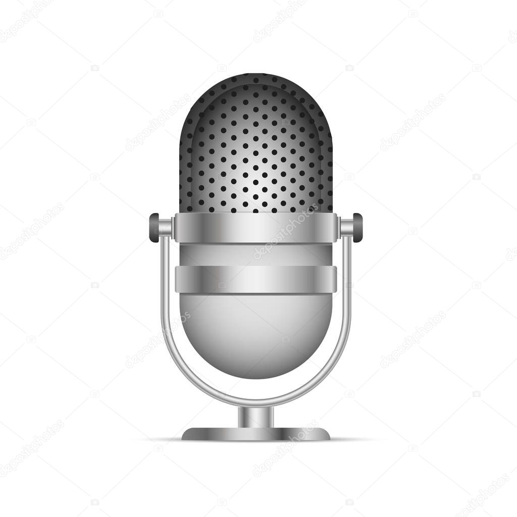 Realistic microphone icon vector. 