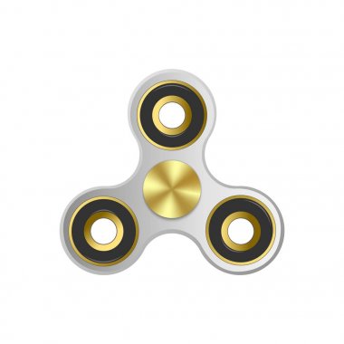 Gümüş topluca spinner oyuncak - stres ve anksiyete Rölyef. Vektör