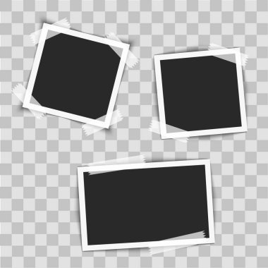 An fotoğraf çerçeveleri ile şeffaf arka plan üzerinde yapışkan. Vektör çizim.